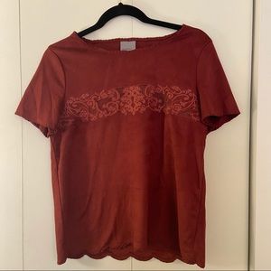 Terra-cotta suede T-shirt
